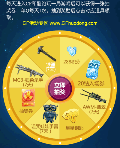 天天酷跑CF抽奖活动网址