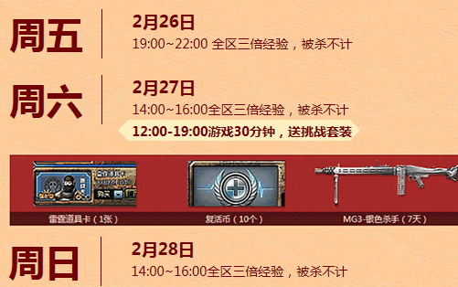 CF2月周末痛快玩领挑战套装