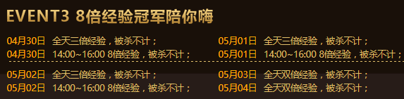 2016年CF五一活动多倍经验