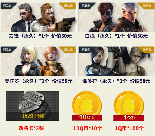 永久角色、QB、改名卡