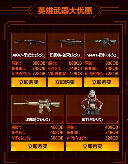 cf英雄级武器打折