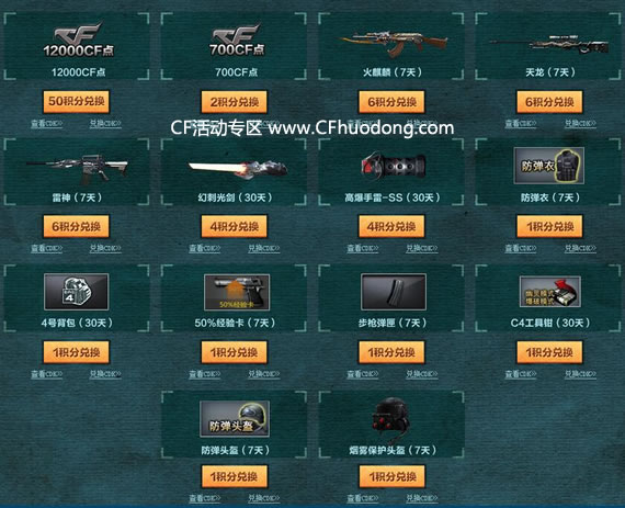 CF黄钻积分卡活动