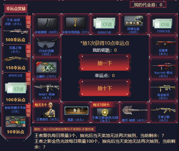 CF元旦活动2019 10元抽奖