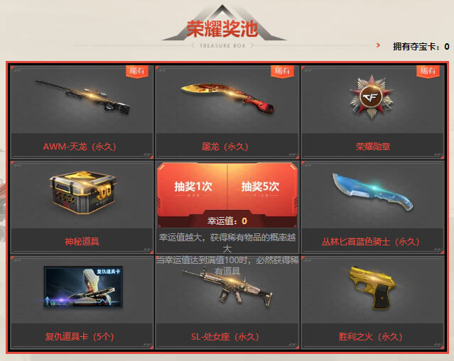 CF夺宝行动活动奖池