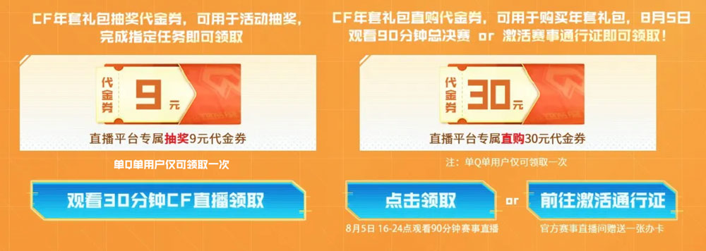 CF活动领取年套代金券