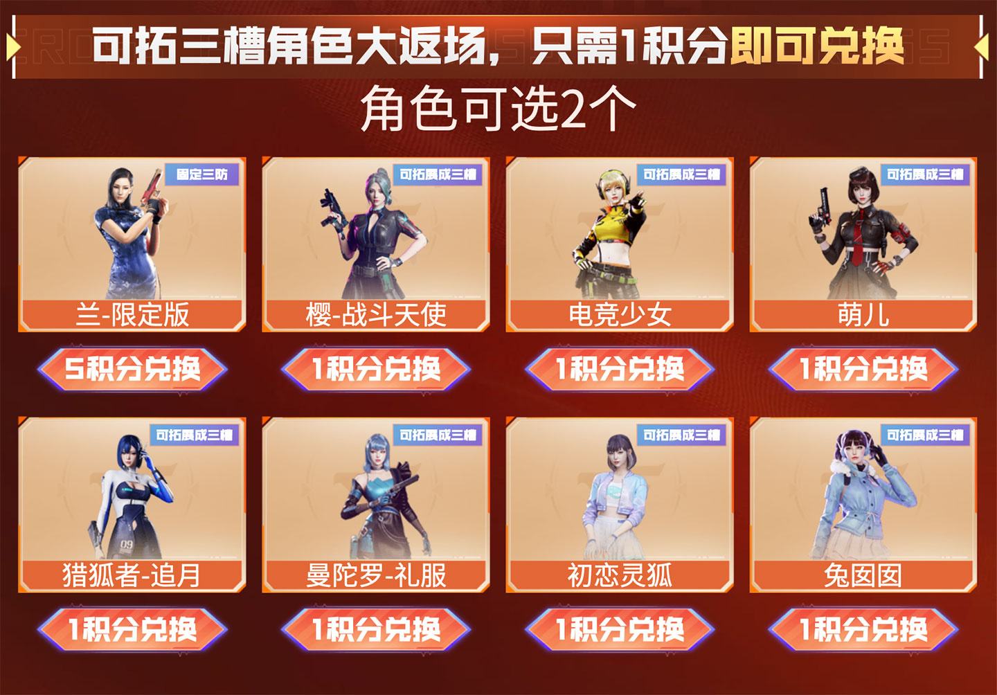 CF好友积分奖励领三防角色