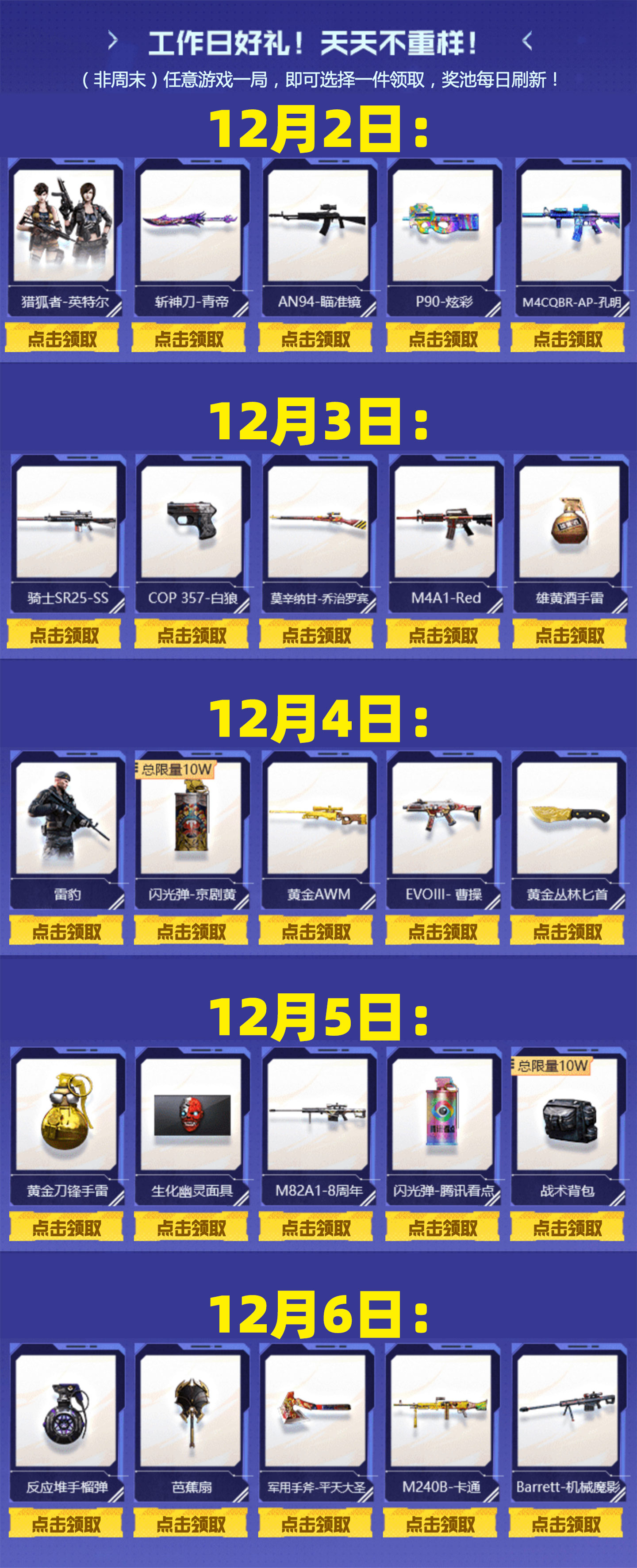 12月CF工作日礼包活动