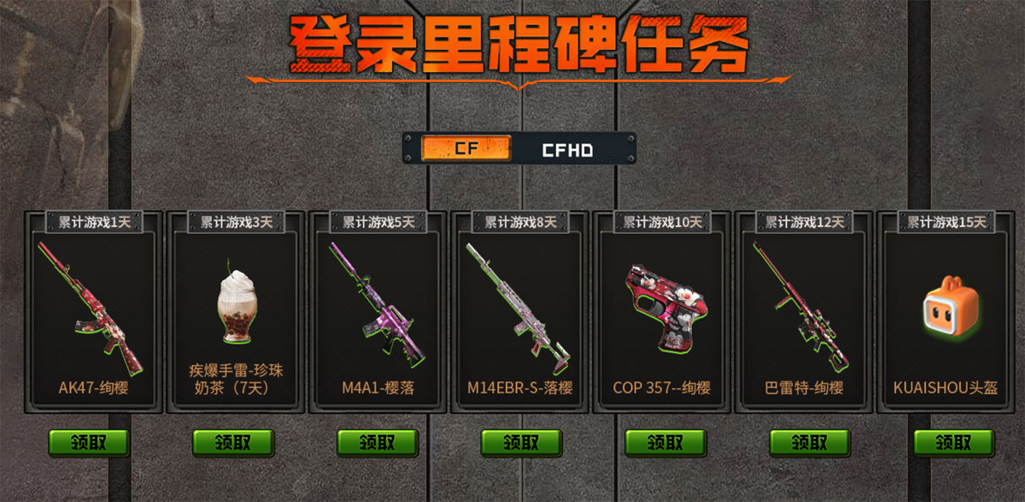 CF活动快手火线计划里程碑奖励