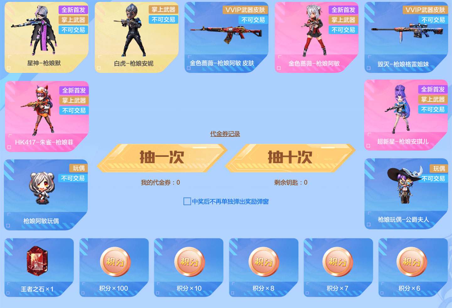 CF枪娘抽奖活动奖池2025年5月