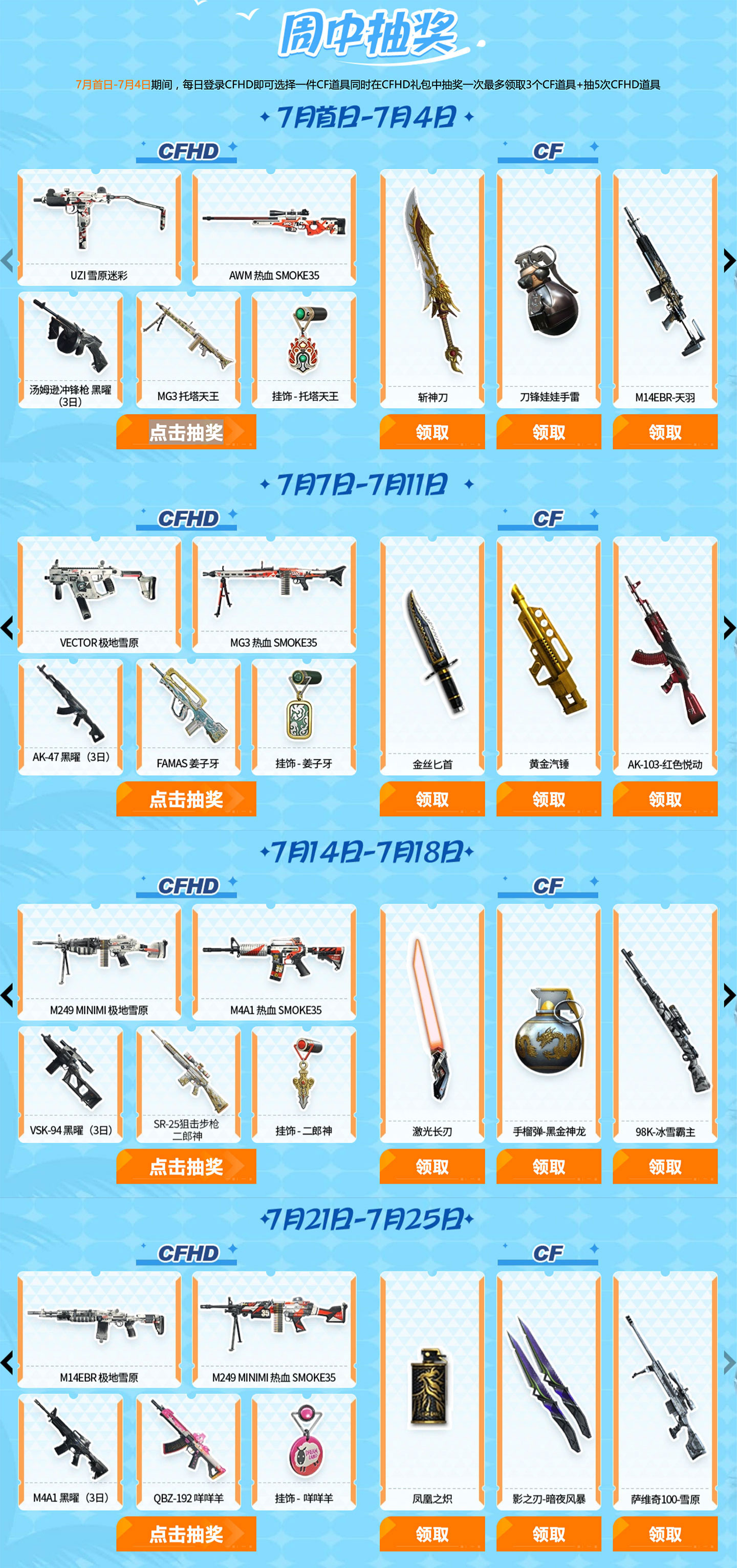 CF周中福利活动领12件永久道具