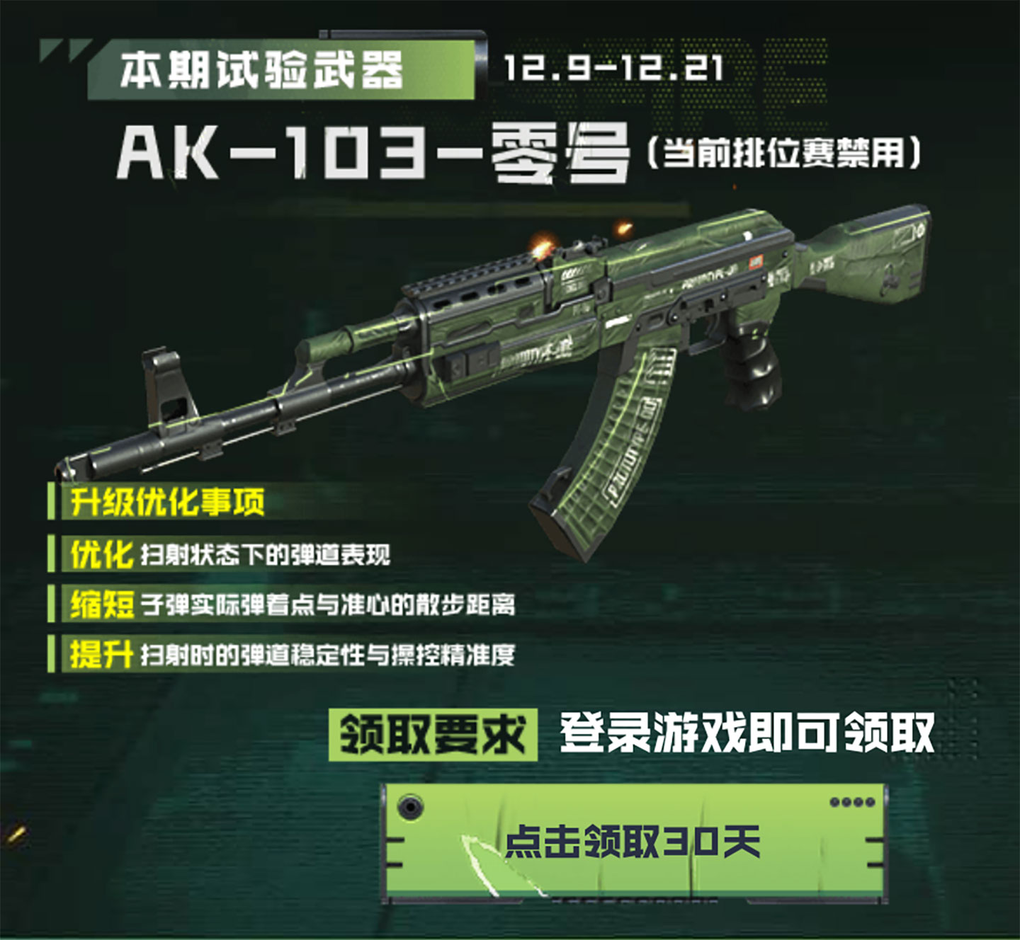 CF武器实验室领AK103零号升级版