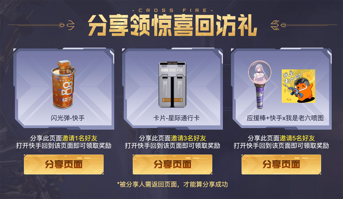 CF快手荣耀步枪版本邀请好友活动